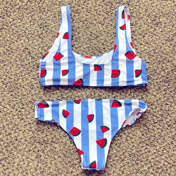 Watermelon Striped Bikini Set - Picture 2 of 4